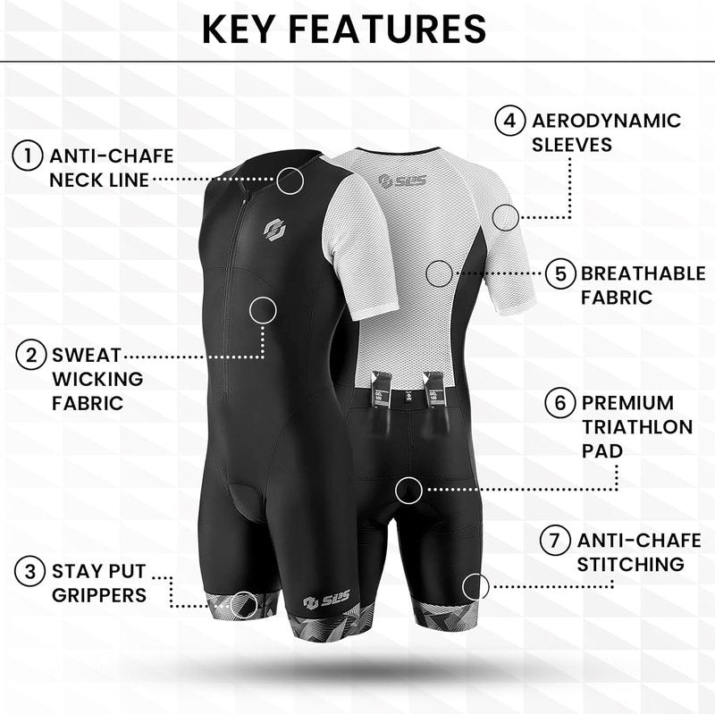 Triathlon Suits for Men - Aerodynamic Sleeved Trisuit with Premium FX Fabrics | Lightweight & 2 Pockets