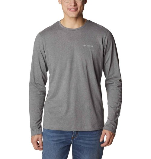 Columbia Men's Thistletown Hills Long Sleeve Logo Tee, City Grey Heather, 5X Tall