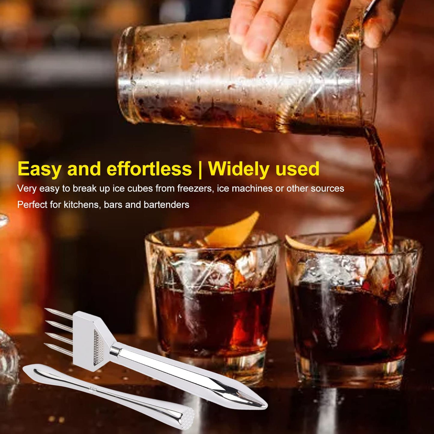 Glomora Bartender Ice Pick, Bartender Ice Crusher, Easy Manual Operation for Kitchen, Bars, and Freezer (8.5 Inch)