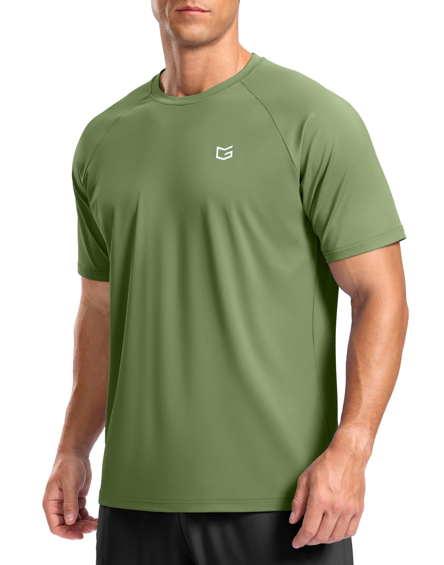 G Gradual Men's Athletic Workout T-Shirts Moisture Wicking Cooling Running Shirts Short Sleeve Performance Tee for Gym Tennis(Military Green,3XL)