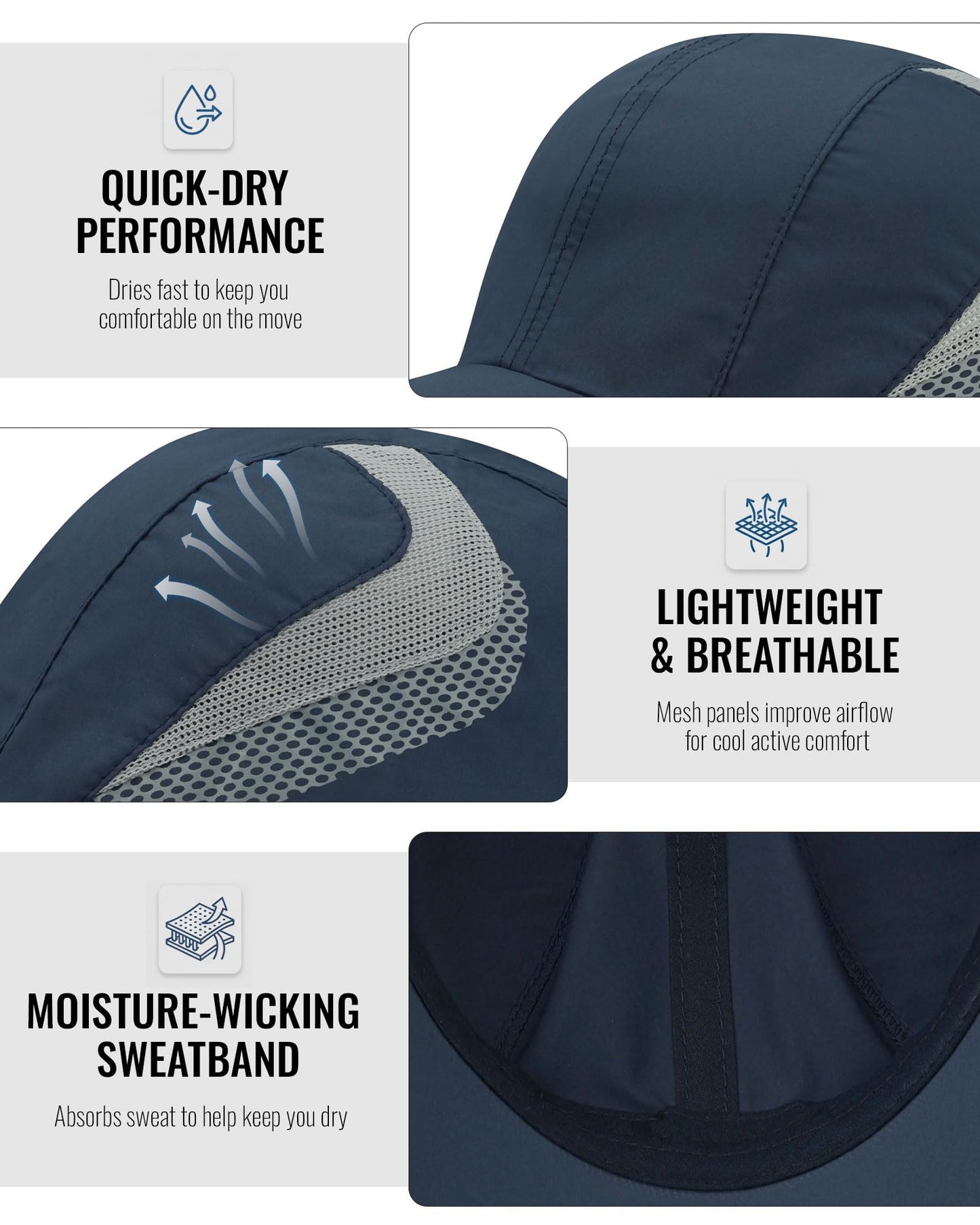 CLAPE Outdoor Sun Visor Hats Lightweight Waterproof Breathable Sports Hat UPF50+ Ultra Thin Cooling Baseball Hats