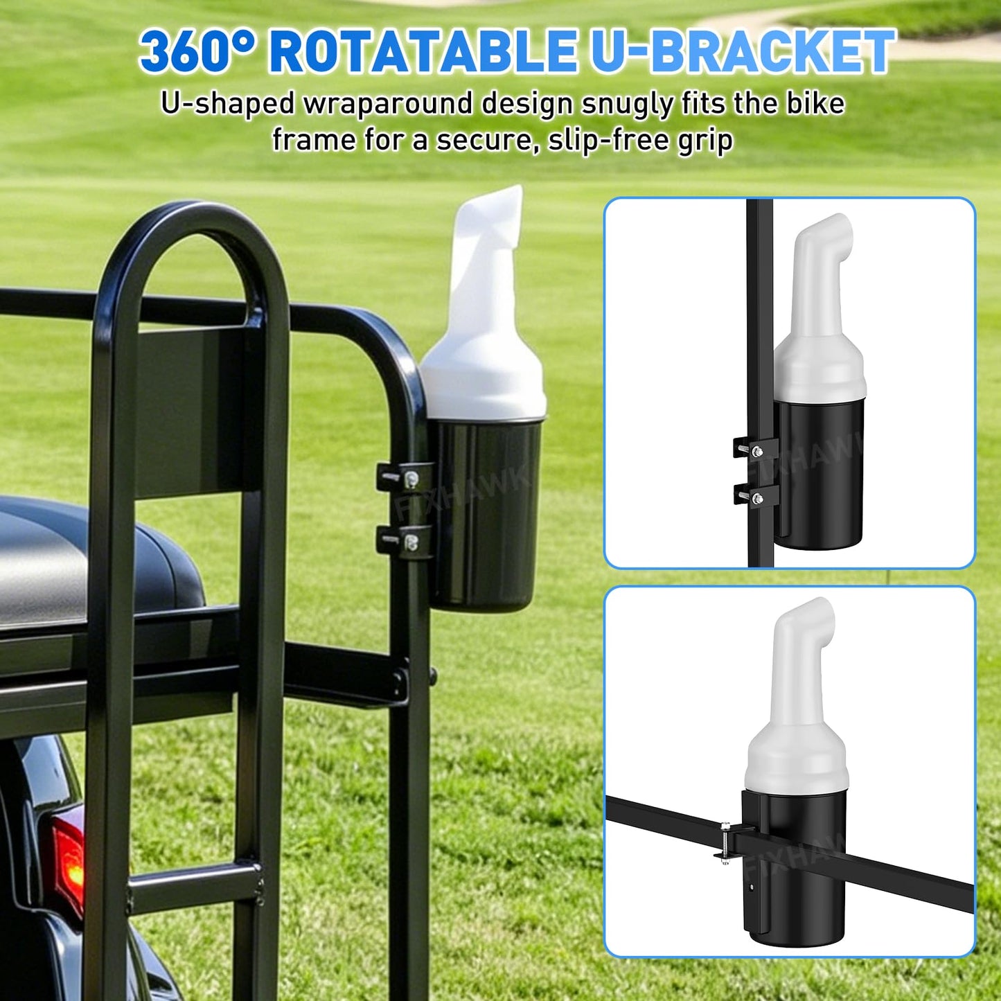 FIXHAWK Golf Cart Sand Bottle with Holder, Universal Sand Bottle for Club Car EZGO Yamaha Golf Cart (1" Tube Bracket), Large Capacity No Drilling (2PCS)