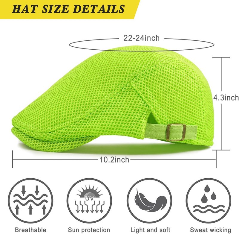Men's Mesh Newsboy Cap - Breathable Adjustable Ivy Hat for Summer | Perfect for Driving & Outdoor Activities