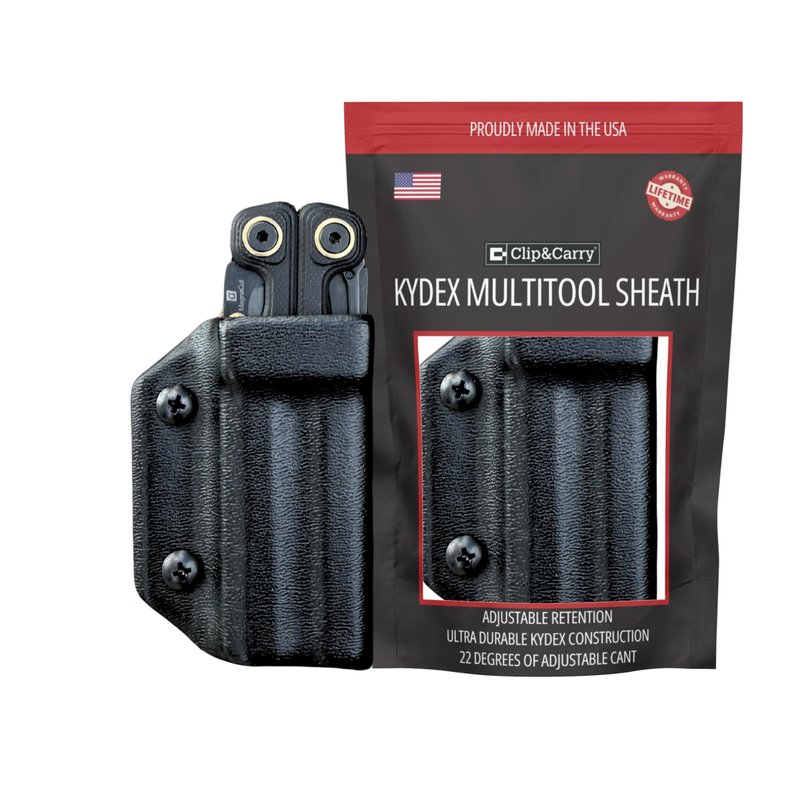 Clip & Carry Kydex Multitool Sheath for LEATHERMAN Wave Alpha - Made in USA - Multi Tool Sheath Holder Cover Belt Pocket Holster - Multi-Tool not Included (Black)