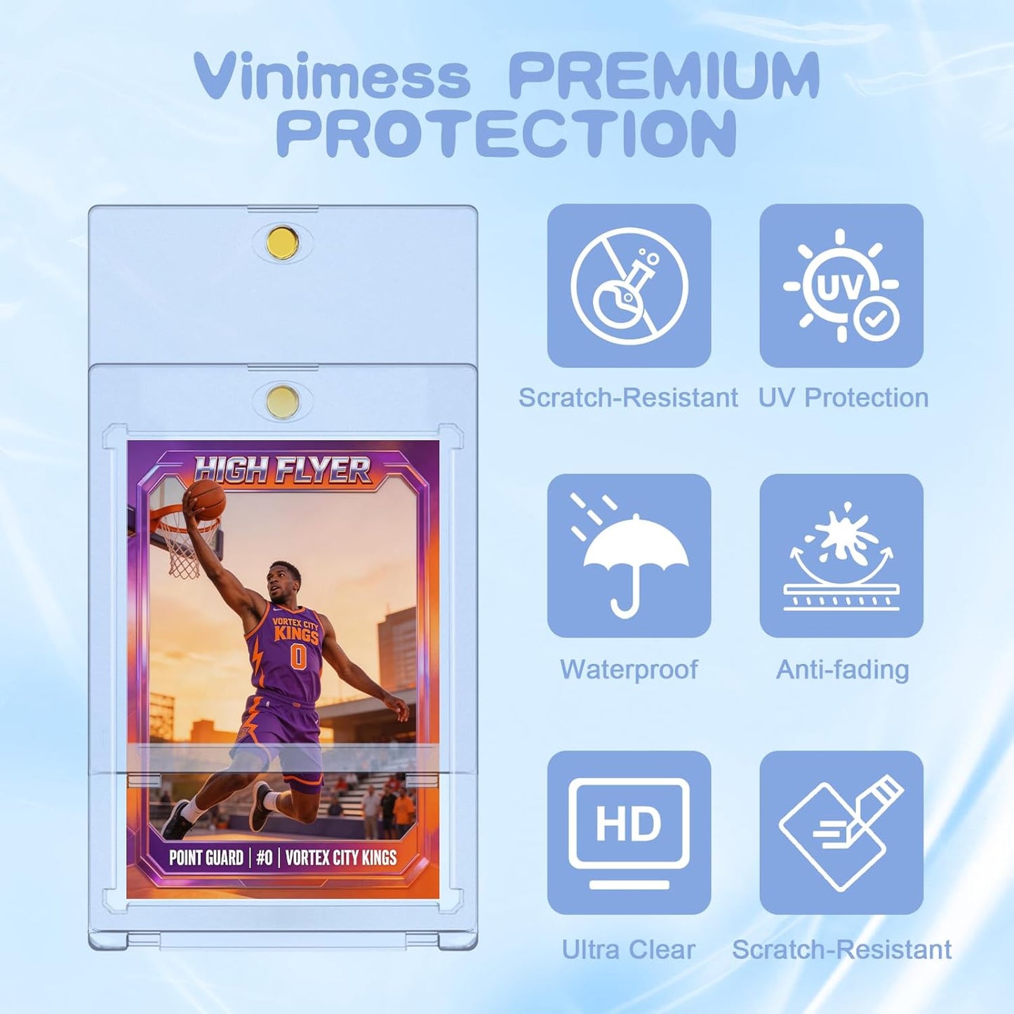 Magnetic Card Holder - 6ct One Touch U-V Protection Hard Plastic Sleeves for Trading & Sports Cards | Standard Size