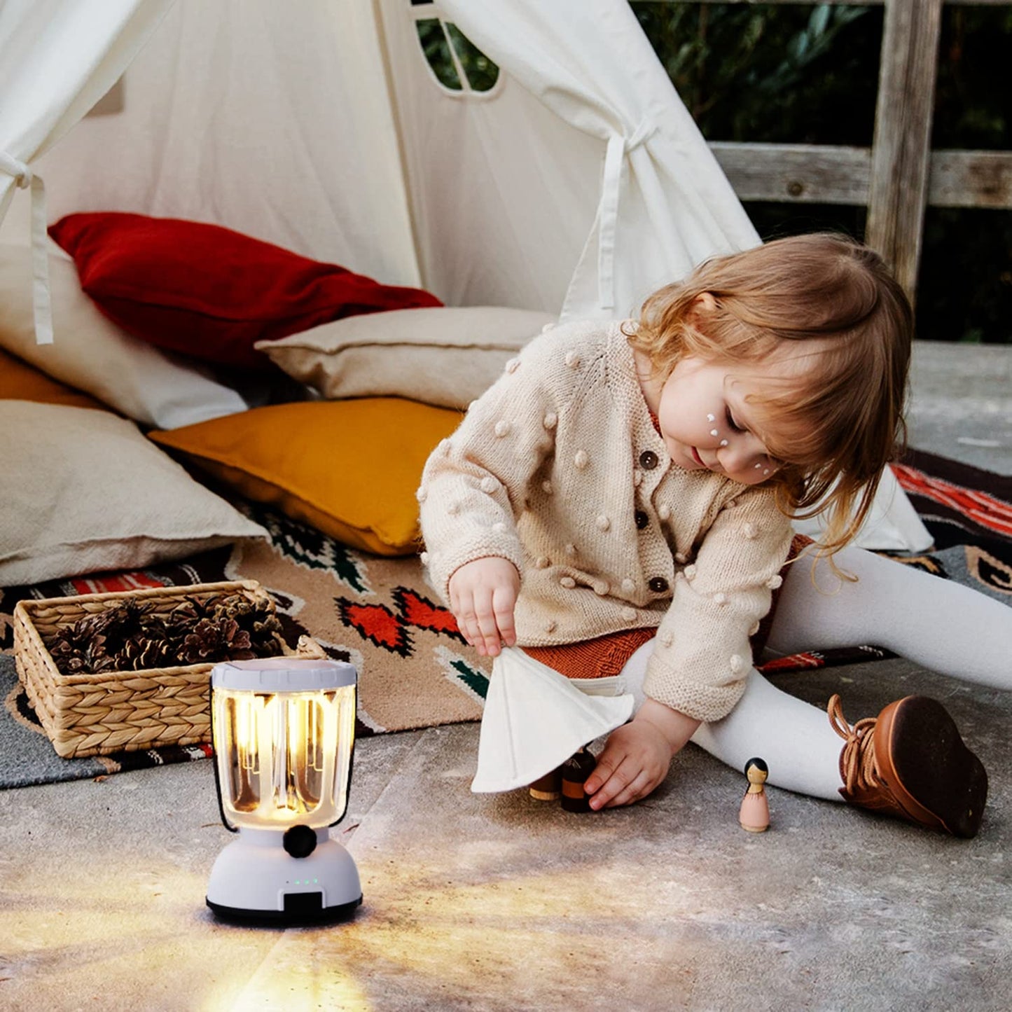 3-in-1 Power LED Camping Lantern, Rechargeable Solar Lantern with Hand Crank Emergency Light 650LM, 6000mAh Phone Charger, 200 Hours for Hurricane, Outage, Survival Kit