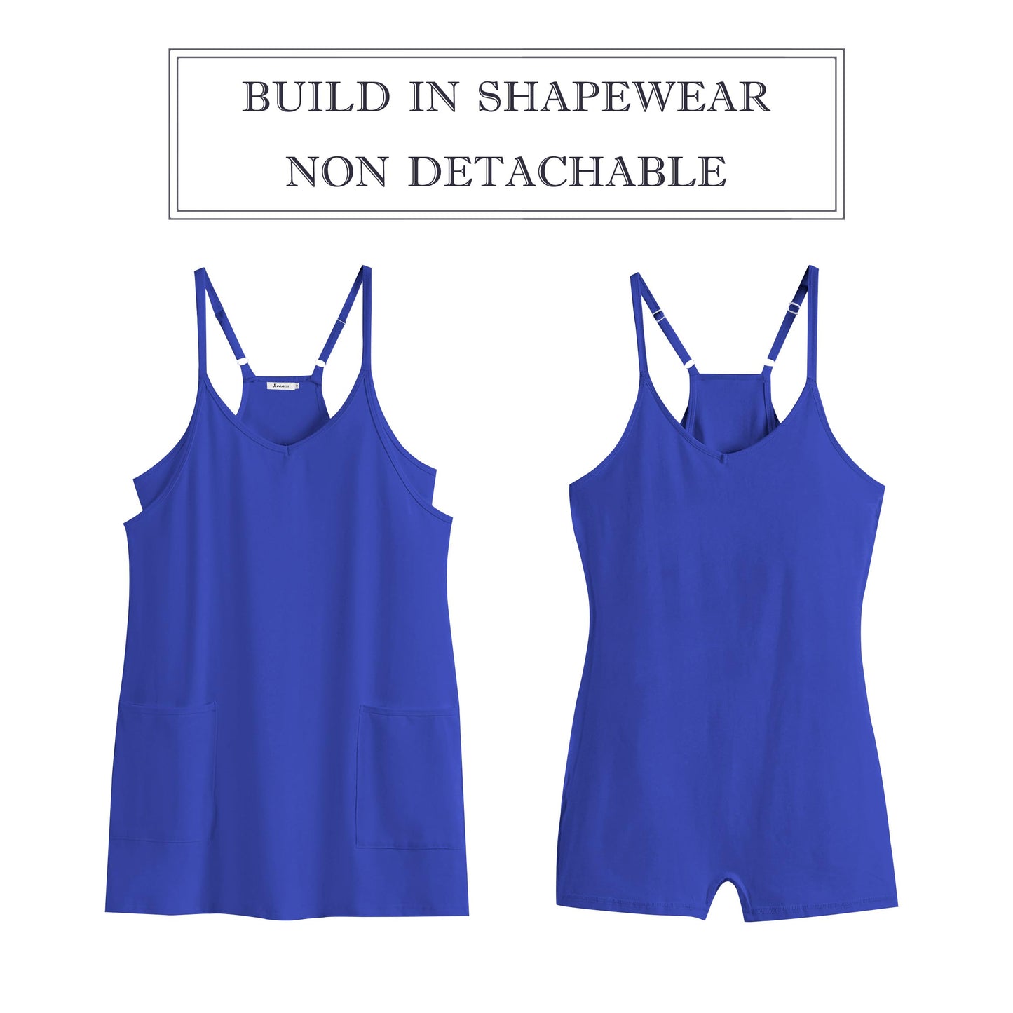 ANRABESS Women Athletic Dress Summer Tennis Workout Active Sports Mini Romper Dress Built in Shorts Travel Vacation Clothes Royal Blue X-Large