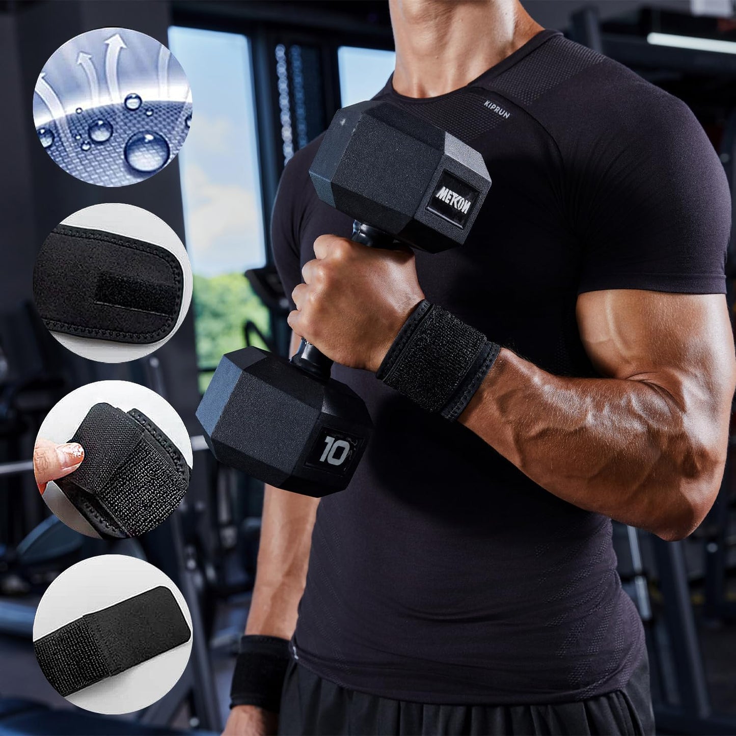 Adjustable Wrist Brace - 2 Pack Support Straps for Fitness, Tendonitis & Carpal Tunnel Relief | Highly Elastic Black