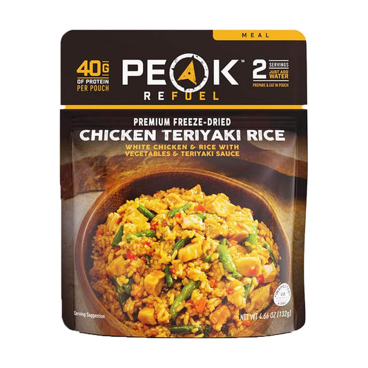 Peak Refuel Chicken Teriyaki Rice | 40g Protein | 580 Calories | 100% Real Meat | Premium Freeze Dried Backpacking & Camping Food | 2 Servings | Ideal MRE Survival Meal