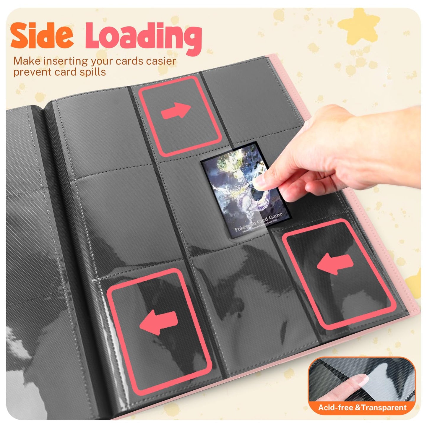 Card Binder, 9 Pocket Trading Card Album Folder, 20 Pages, 360 Card Capacity Sports Card Binder, Premium Card Binders Compatible with MTG, TCG, Baseball Cards (Pink)