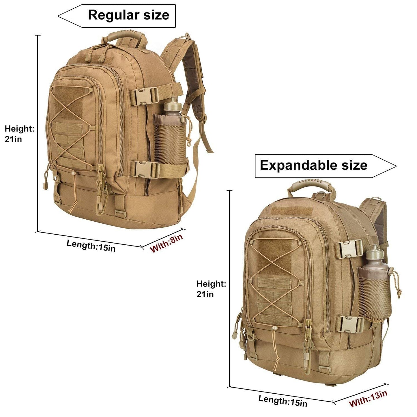 Miramrax Tactical Backpack Military Army Daypack - Assault Pack for Men Molle Backpacks Bug Out Bag 3 Day Pack for Hiking Camping Travel Hunting Rucksack Trekking Coyote