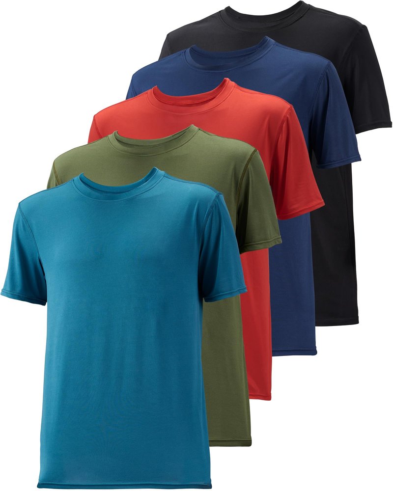 WHITE PEAK TRADING COMPANY 5 Pack Mens Workout T-Shirts Quick-Drying Athletic Short Sleeve Crew Neck Running Gym Tee Tops