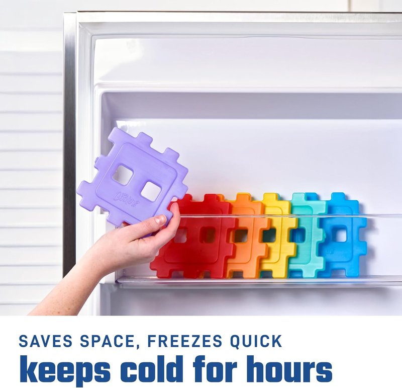 Kids Puzzle Shaped Lunch Box Ice Packs - Reusable Freeze Blocks for Insulated Bags | Multicolored 6-Pack