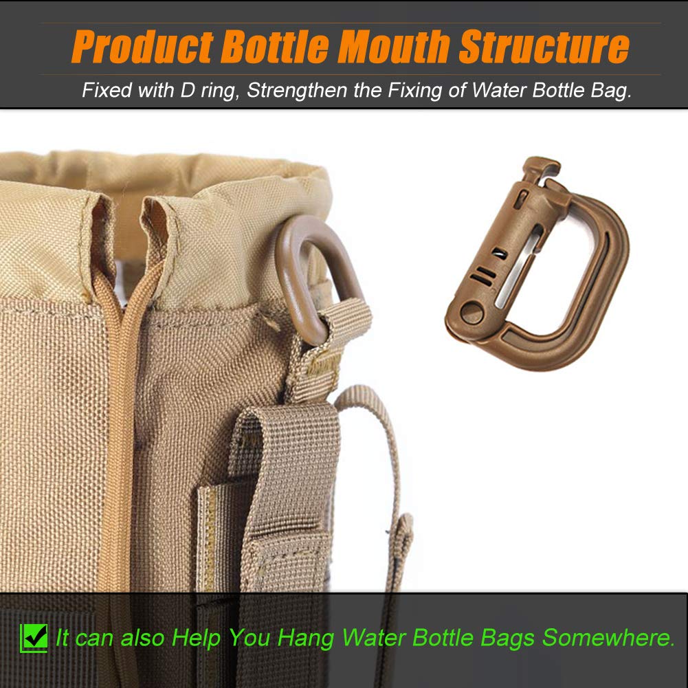 R.SASR Upgraded Tactical Drawstring Molle Water Bottle Holder Tactical Pouches (TAN-2-4)