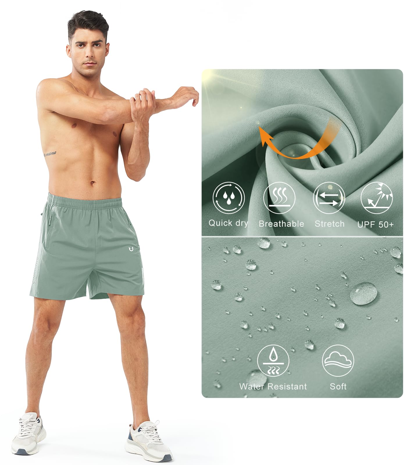NORTHYARD Men's Athletic Running Shorts Gym Workout 7"/9"/5" Quick Dry Lightweight Sports Basketball Tennis 3 Zipper Pockets LODENFROST-5inch 3XL