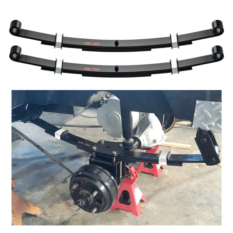 10L0L Golf Cart Heavy Duty 3 Leaf Spring Kit for EZGO TXT Medalist 1995-2013, Complete Set with Bushings, Sleeves & U-Bolts, Replaces 70506-G01, 74135-G01, 74207-G01, 74207-G03 (2-Pack Springs)