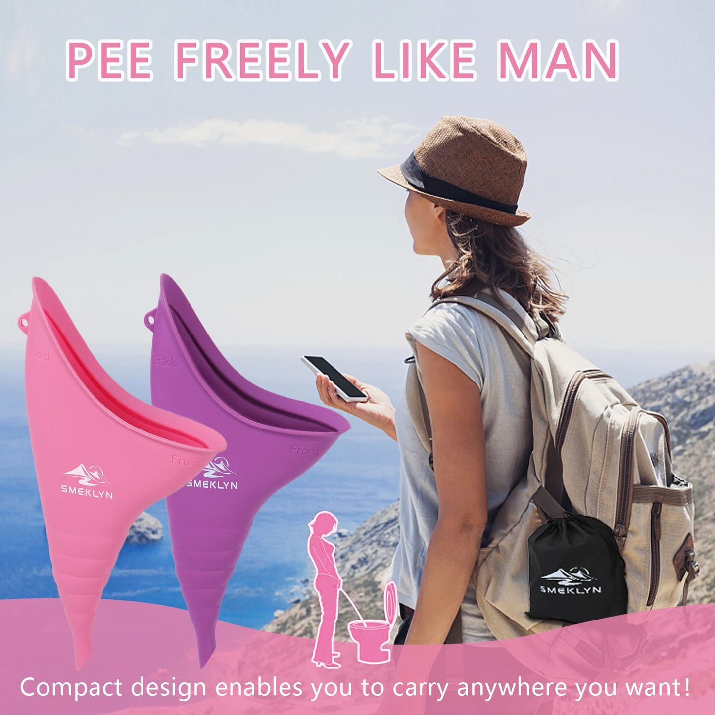 SMEKLYN Female Urination Device Women Pee Funnel Reusable Silicone Urine Cup Female Urinal Post Surgery Pee Standing Up Perfect for Camping Hiking Travel Road Trip Accessories-Plus Size