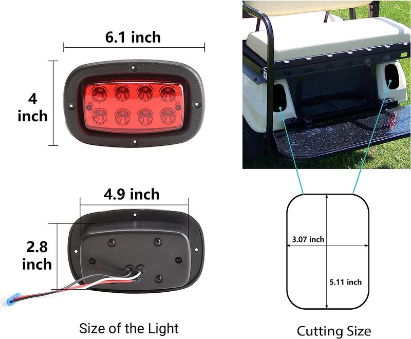 10L0L Golf Cart Taillight Kit for Yamaha G14 G16 G19 G22 Club Car DS with 3 Wire Wiring Plug Turn Signal And Brake Light Golf Cart Rear Tail Light OEM: 1017035