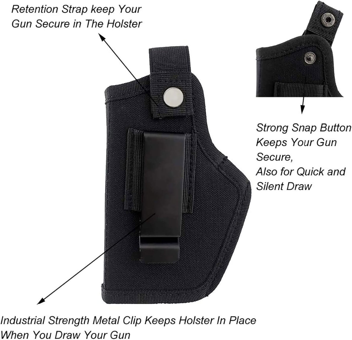 Concealed Carry Holster - IWB/OWB Metal Clip for Airsoft Pistols | Right & Left-Hand Draw Options