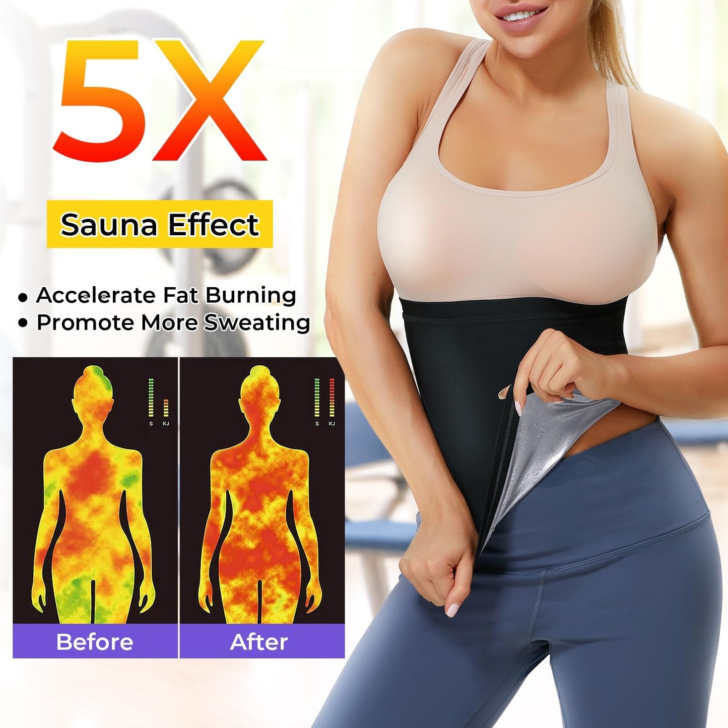 Dulchany Sauna Suit Waist Trimmer for Women Waist Trainer Sweat Band for Stomach Belly Thermo Slimming Belt Workout Silvery