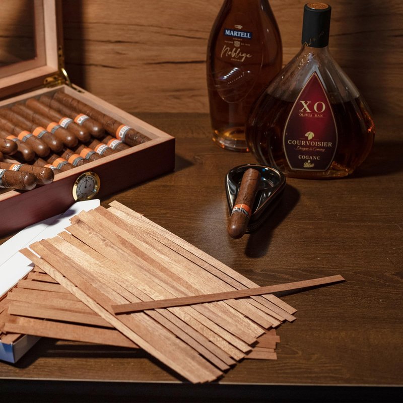 Nidivey 120-Pack Spanish Cedar Wood Veneer Strips for Cigar Lighting and Smoking Accessories - Premium Cedar Lighters for Dividing and Igniting Cigars