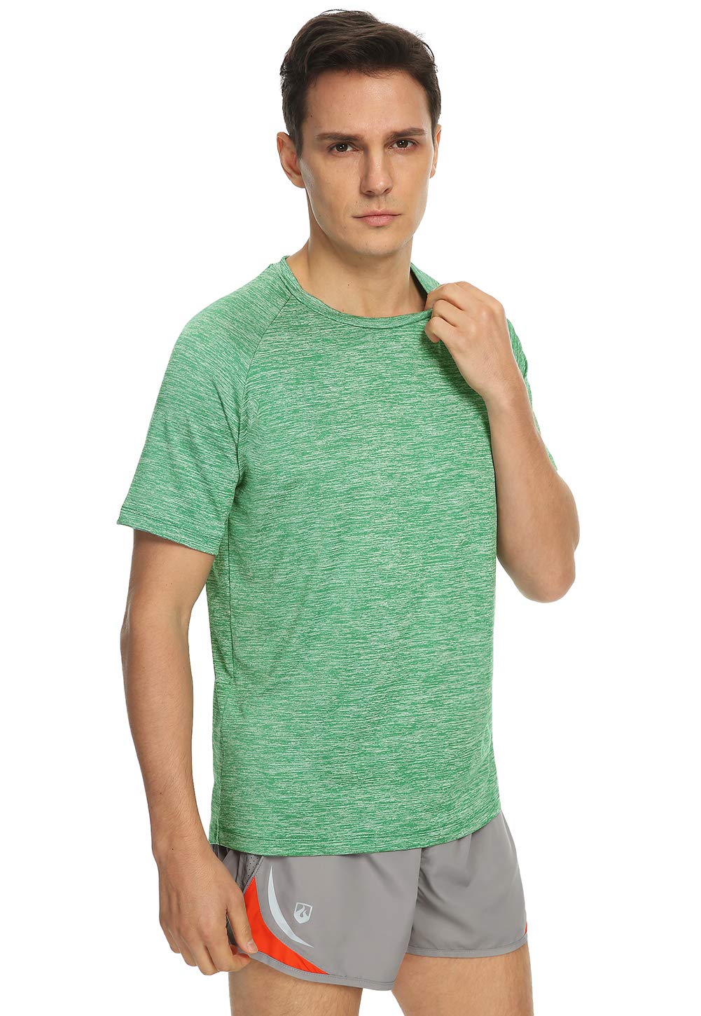 Xelky 4-5 Pack Men's Dry Fit T Shirt Moisture Wicking Athletic Tees Exercise Fitness Activewear Short Sleeves Gym Workout Tops Black/Darkgray/LightGray/LightBlue/Green XL