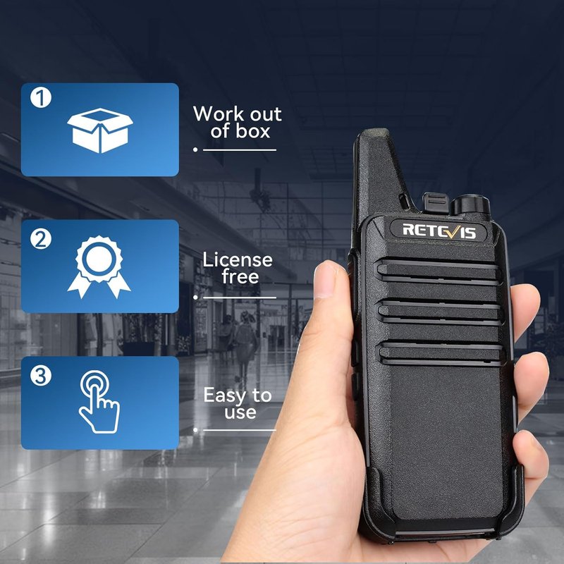 Retevis RT22 Walkie Talkies - Mini Rechargeable Two-Way Radio | Long Range, Portable for Business & School (20 Pack, Black)