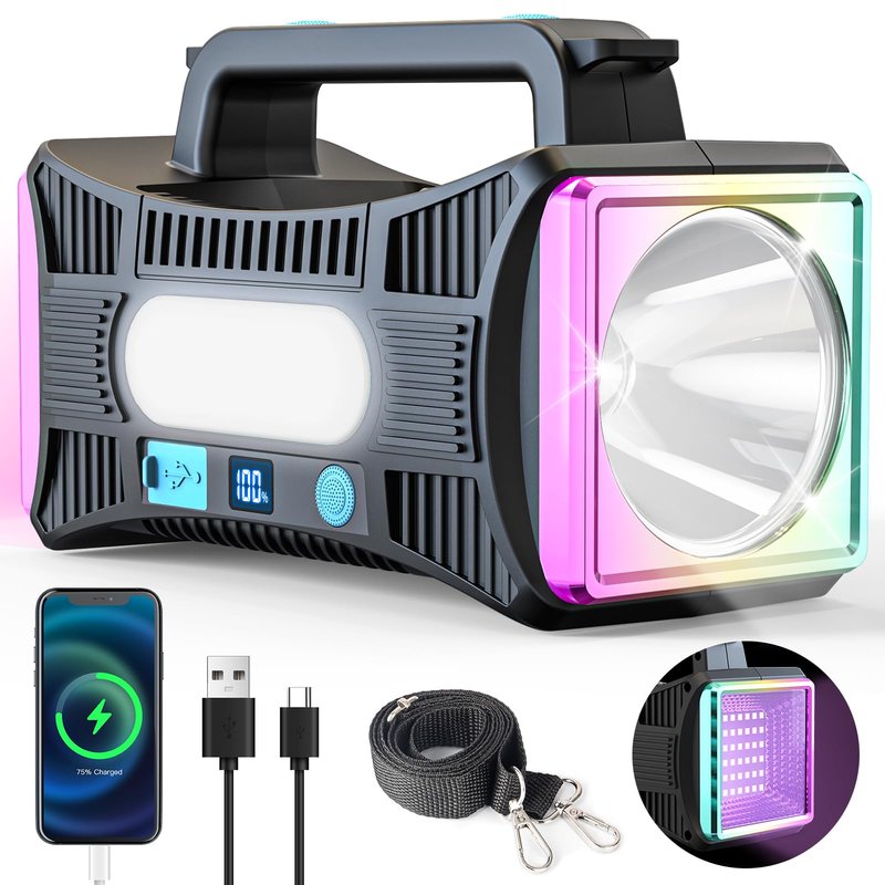 VIDOME Rechargeable Flashlight, LED Spotlight Flashlight Extra Large Lumens Ultra-Long Standby UV Flashlight Blacklight Waterproof