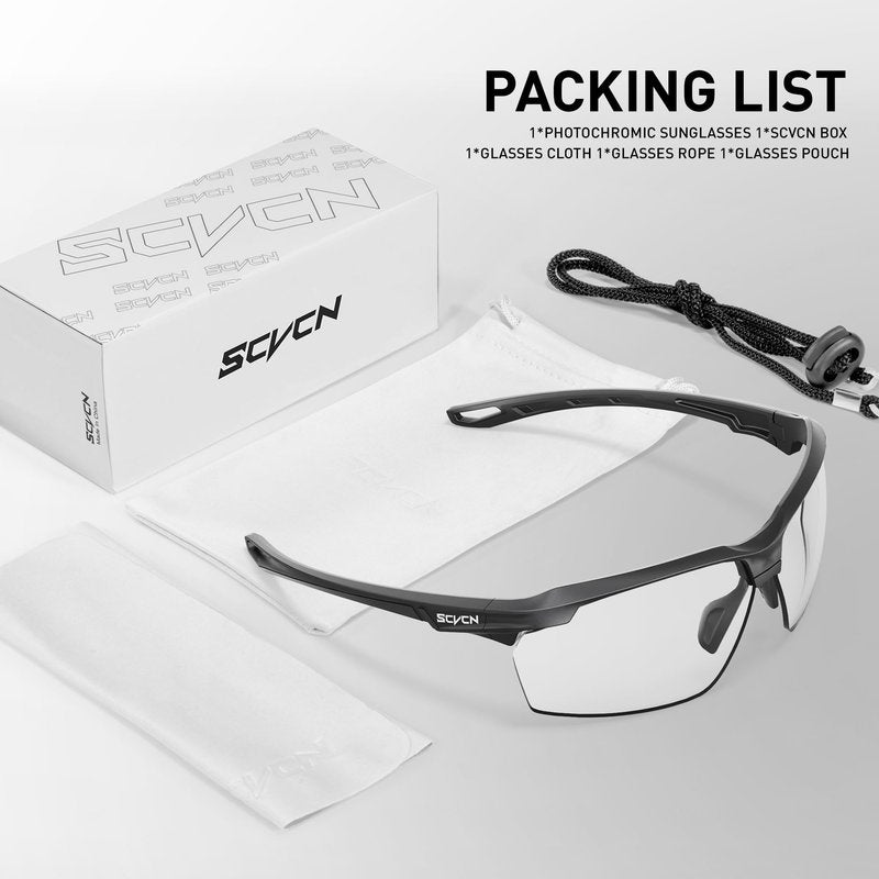SCVCN Photochromic Sunglasses Sports Cycling Glasses for Men Women Youth Clear Cycling Glasses UV400 Protection Baseball Driving MTB Running Softball 01+06
