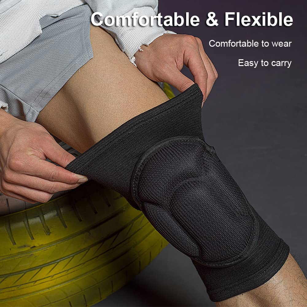 Knee Pads for Women & Men, Basketball Knee Pads Volleyball Knee Pads for Women Men Wrestling Knee Pads Wrestling Gear, Crash Pad Snowboarding Gear Knee Protector Soft Knee Pads for Work (Large, Black)