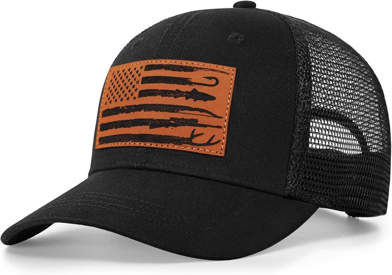 Hunting Fishing Trucker Hat for Men - American Flag Design | Perfect Gift for Dad, Husband, Grandpa