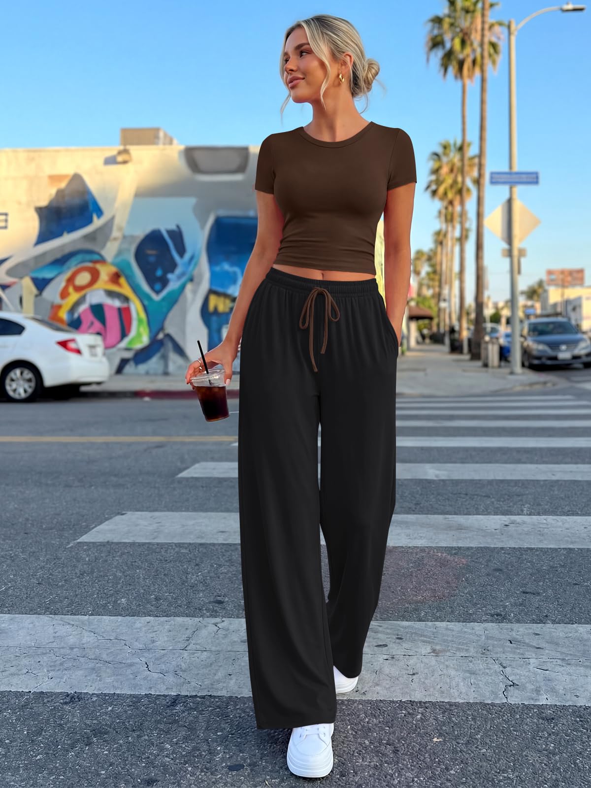 Trendy Queen Womens 2 Two Piece Set 2026 Summer Workout Vacation Gym Clothes Spring Fashion Lounge Matching Airport Travel Outfit Resort Wear Fitness Athleisure Clothing