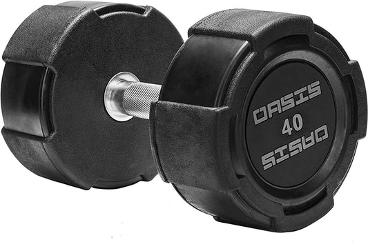 Rubber Encased Dumbbell - Available for 5lb 10lb 15lb 20lb 25lb 30lb 35lb 40lb 45lb (40LB SINGLE)