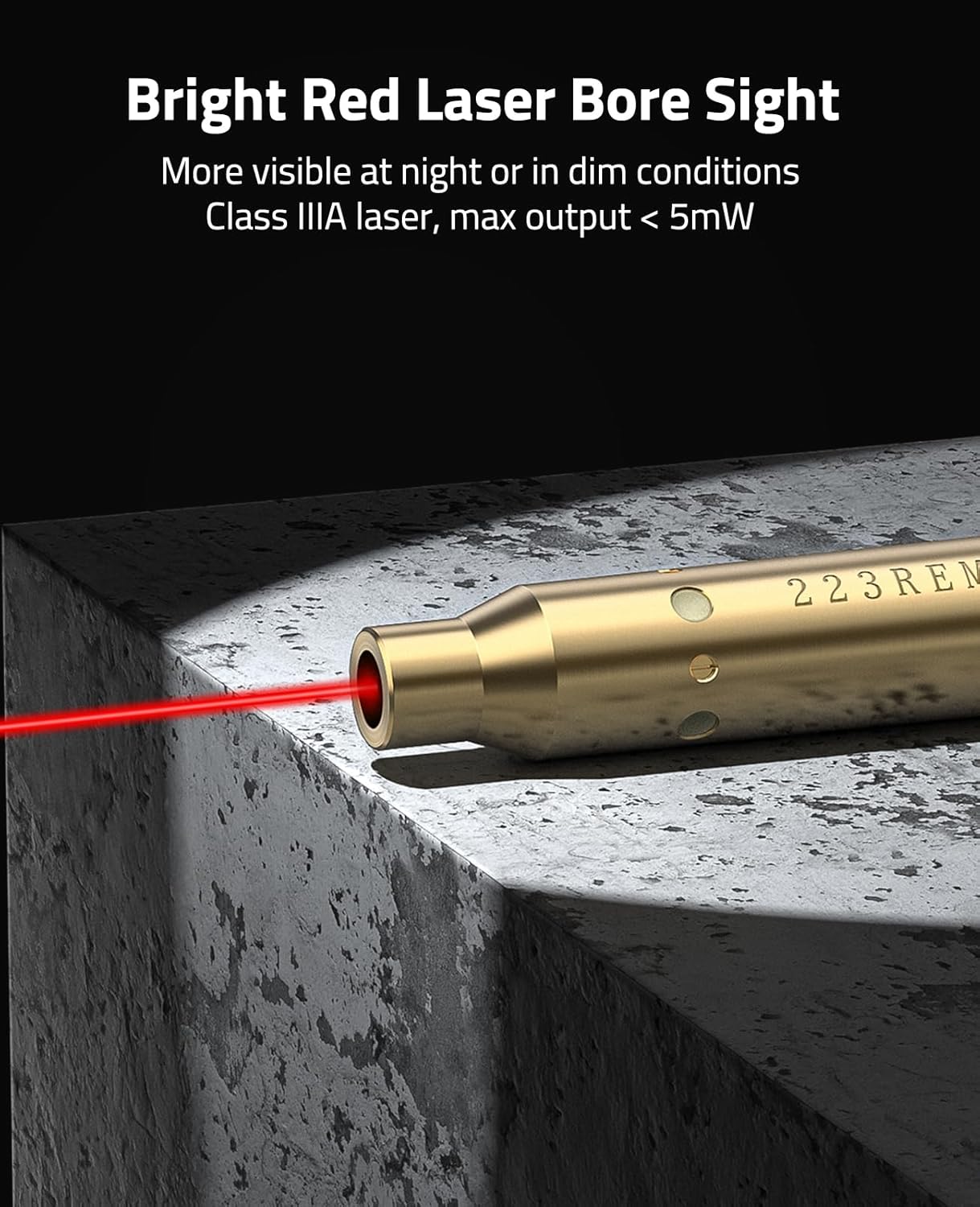 Laser Bore Sight for 5.56/.223 - Red Laser with On/Off Switch & 2 Battery Sets | 350 LGND (9x43mm) & 450 Bush