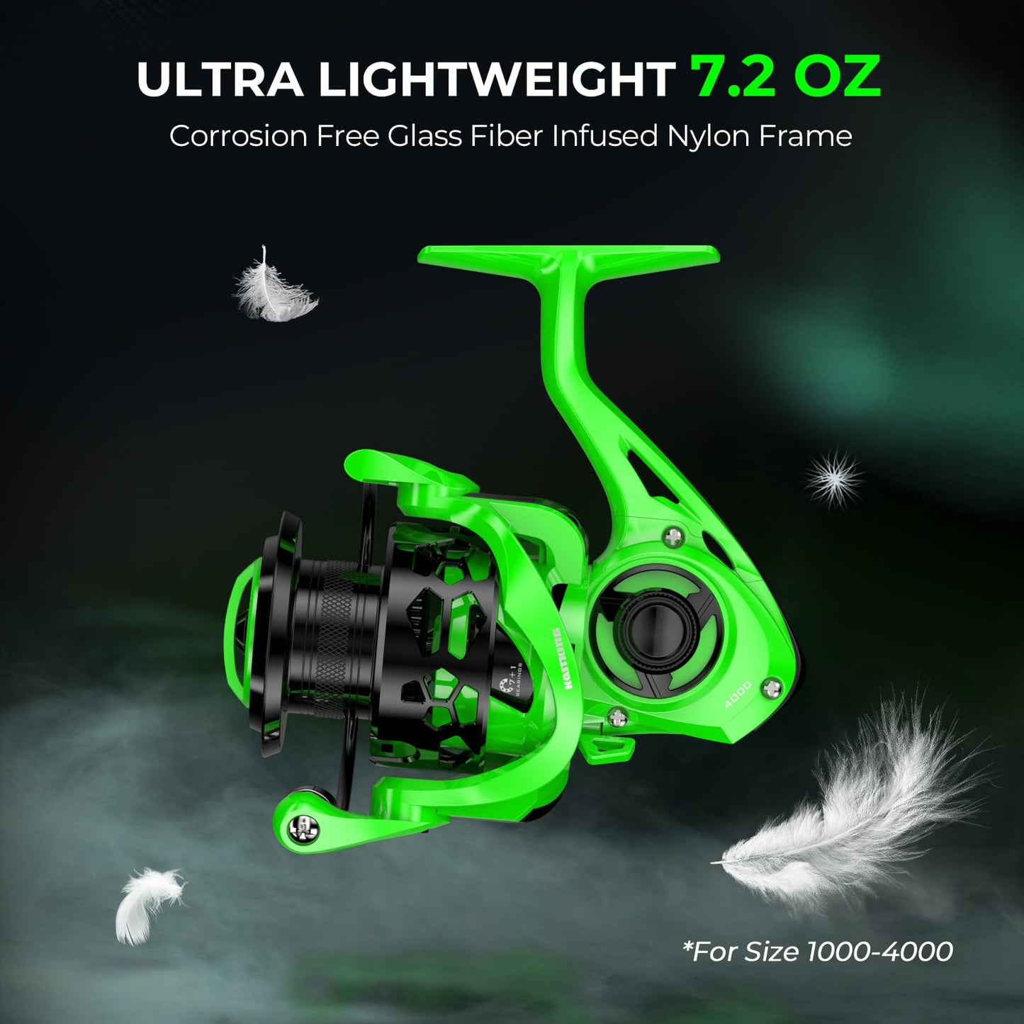 KastKing Zephyr Dual-tip Spinning Combo, 1000 Reel, 5'0" UL&L Rod, Green