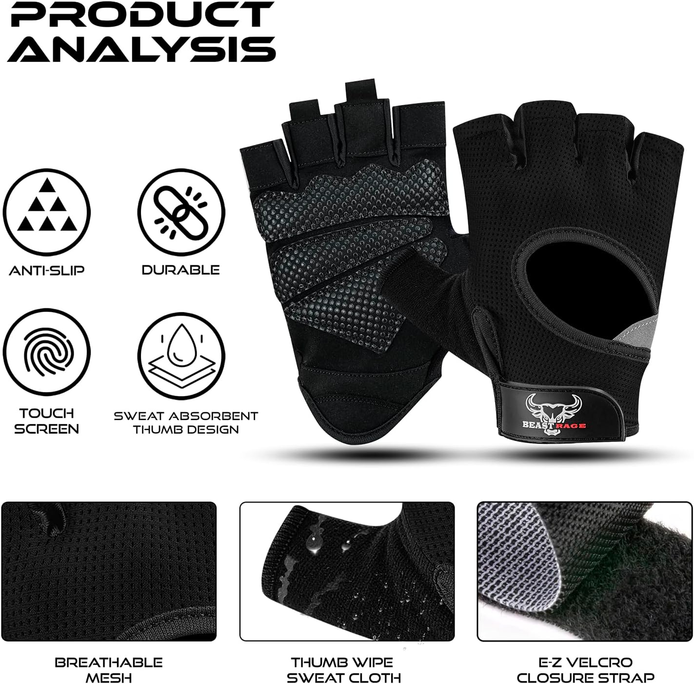 Fingerless Weight Lifting Gloves - Breathable Gym Gloves with Palm Protection for Men & Women | Ideal for Weightlifting, Cycling, and Training