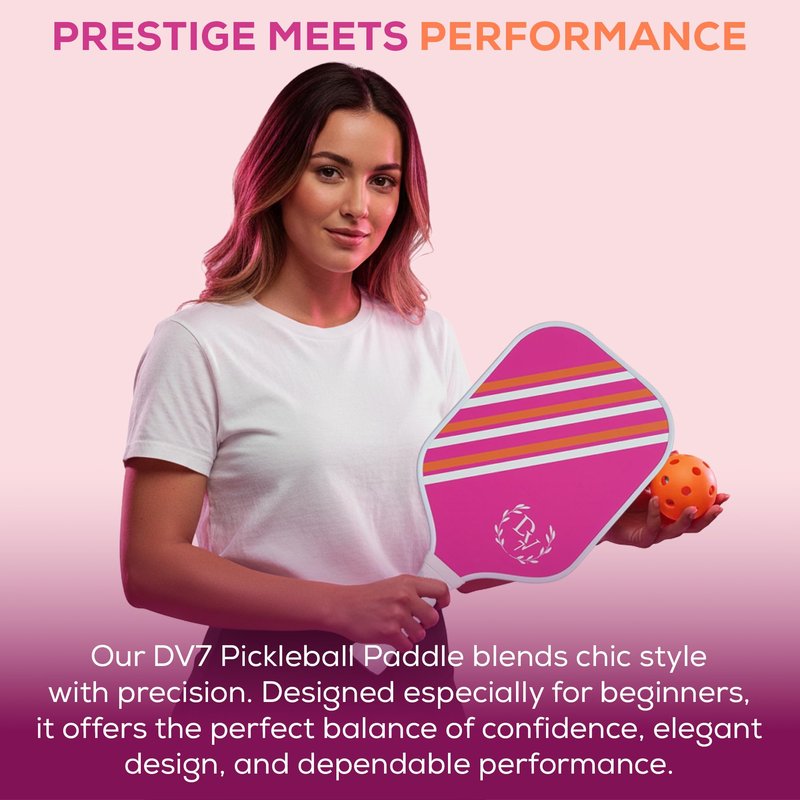 Pink Pickleball Paddle for Women – Beginner Friendly Textured Surface for Control | Lightweight Cute Pickleball Paddle | Stylish Starter Paddle to Build Confidence Fast