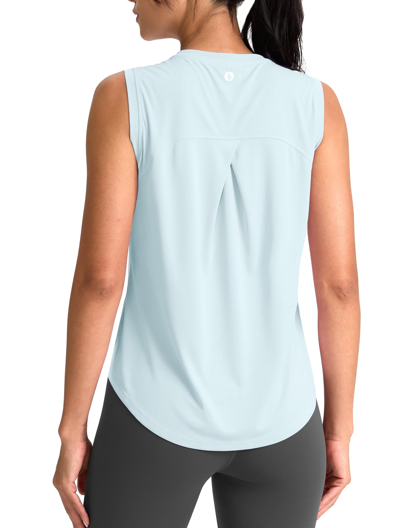 SANTINY Women's Sleeveless Workout Tops Breathable Lightweight Active Tennis Yoga Shirts Athletic Running Tank Tops for Women (Sky Blue_XXL)