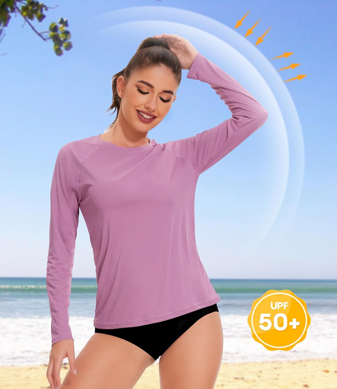 4 Pack Women's Rash Guard - UPF 50+ UV Sun Protection Long Sleeve Swim Shirt | Ideal for Workout & Hiking