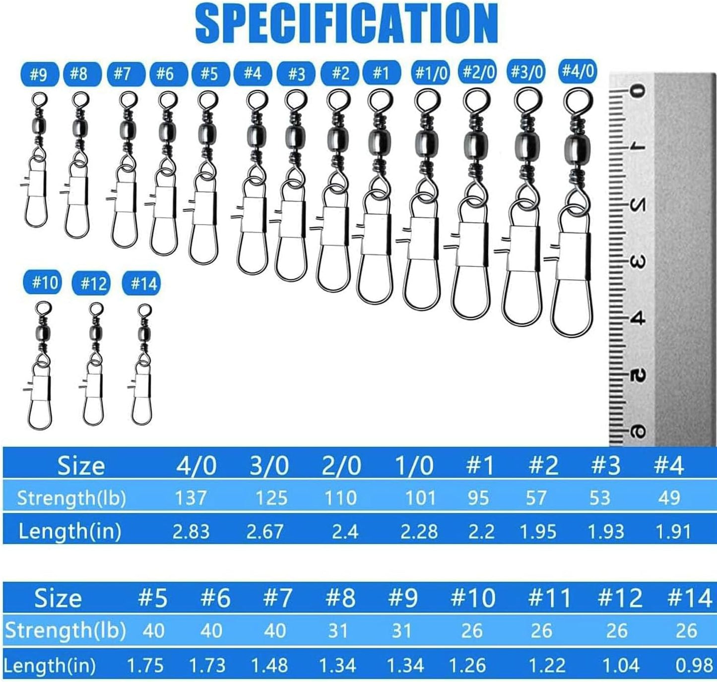 Fishing Barrel Swivel - High Strength Stainless Steel Snap Swivel for Saltwater & Freshwater | 50/230pcs, 26-137LB