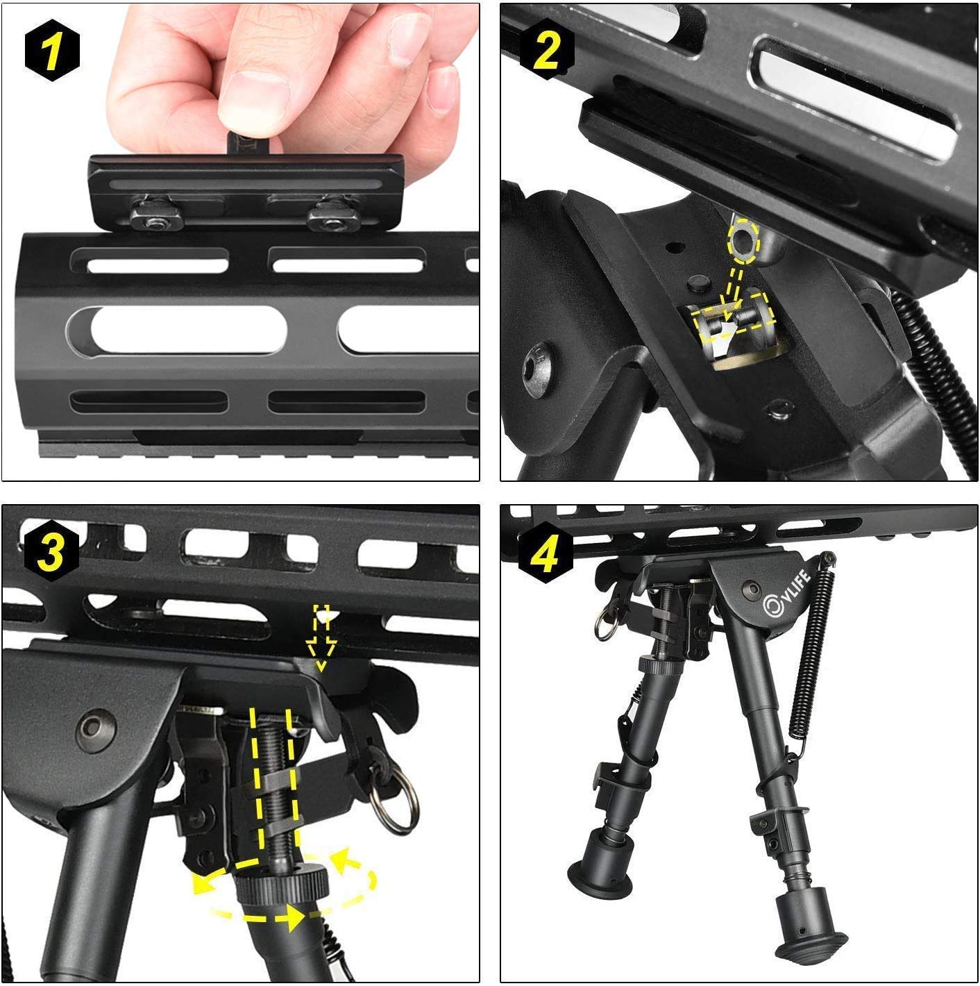 CVLIFE M-Rail Bipod Adapter Sling Stud Mount Bipod for M-Rail 4 T-Nuts 4 Screws and 1 Wrench