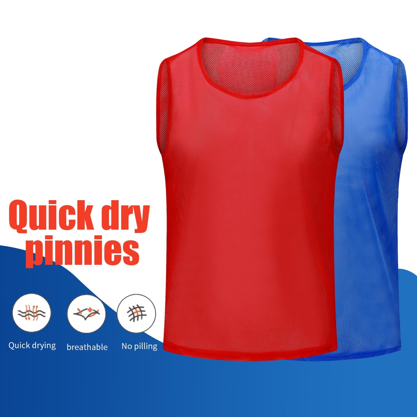 Antoyo 12/24/48Pcs Soccer Pinnies Youth, Scrimmage Team Practice Vests