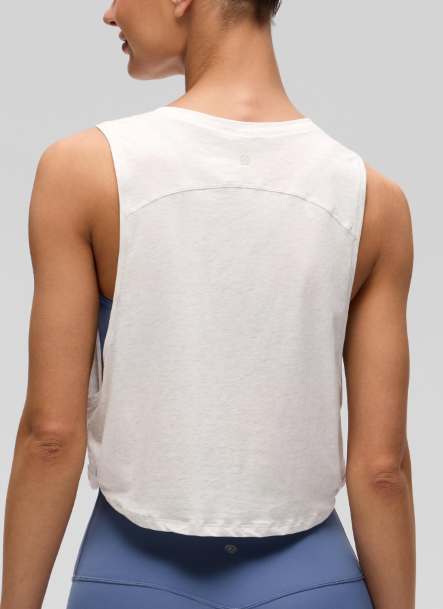 CRZ YOGA Pima Cotton Dropped Armhole Tank Ice Grey/White Small