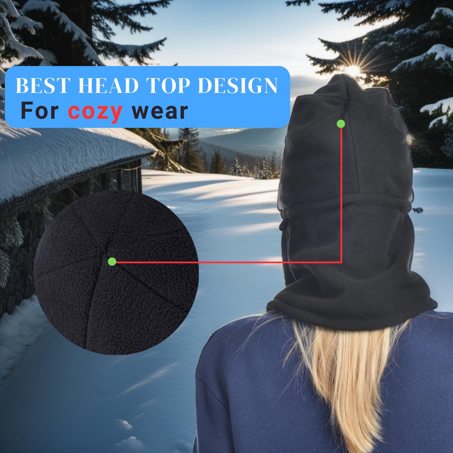 USHAKE Fleece Balaclava Women Ski Face Mask for Winter Under Armour Face Warmer for Womens Black