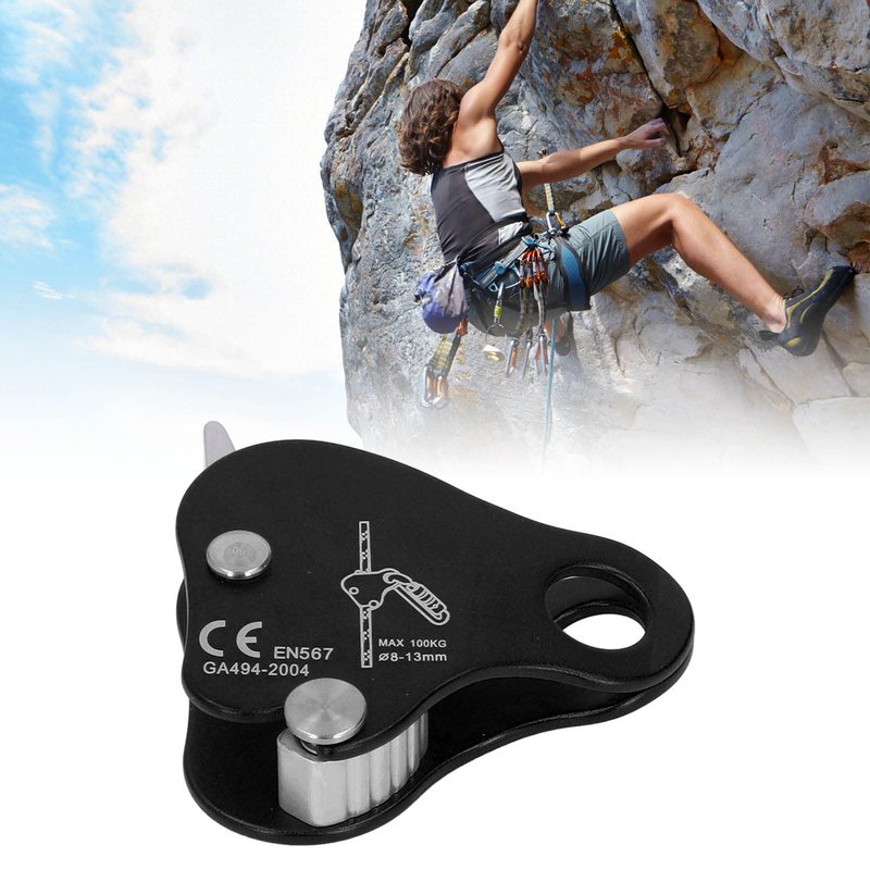 VGEBY Climbing Rope Grab, Self Braking Safety Grip Clamp Ascender Device for Mountaineering Rappelling Rescue Outdoor Sports