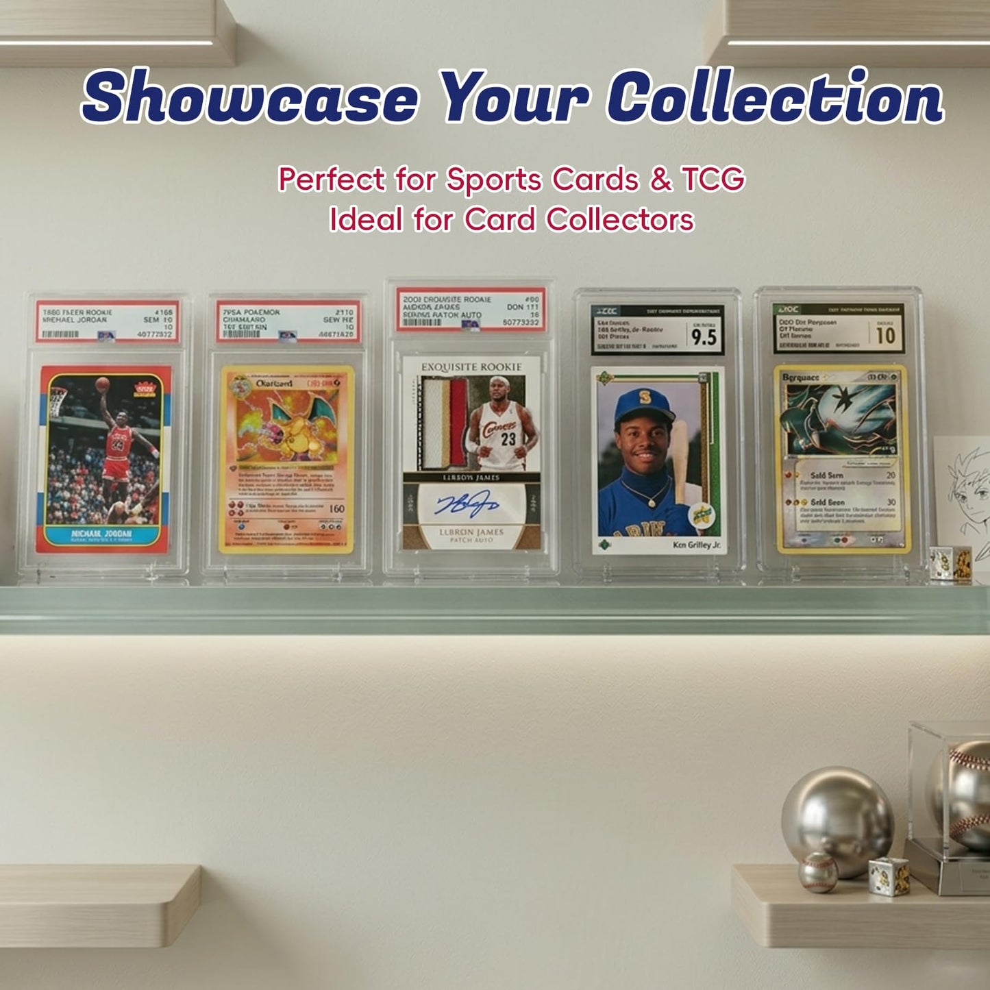 PSA Slab Display Case – 1inch Thick Acrylic Graded Card Display Case with Magnetic Lid, Clear Slab Protector Compatible with PSA & CGC, Card Slab Case for Graded Cards