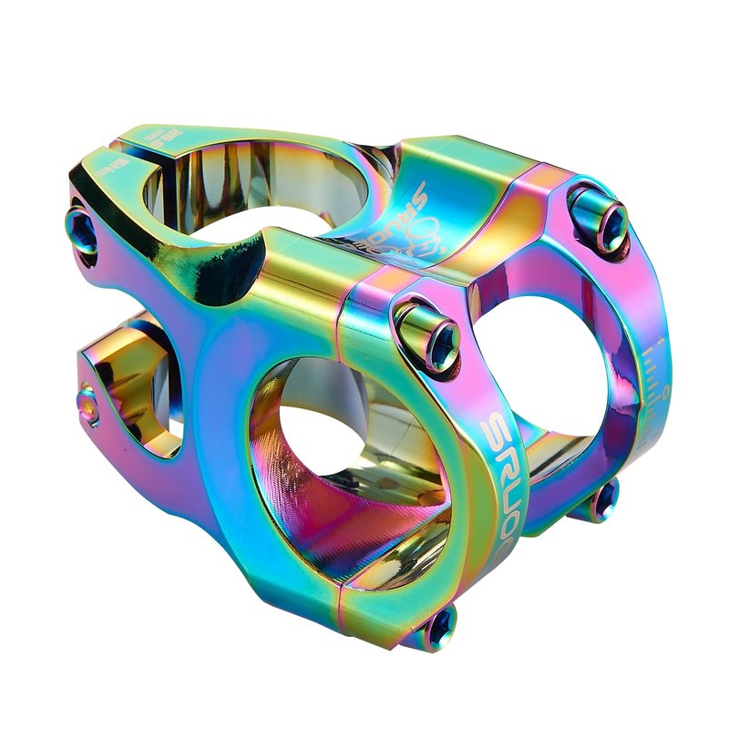 SRUOEC 31.8 * 28.6mm Bike Stems, 35mm Short Handlebar Mountain Bike Stem for Most Bicycle, Fixed Gear, Road Bike, Downhill Bike, Track Bike, MTB, BMX, Cycling, Oil Slick