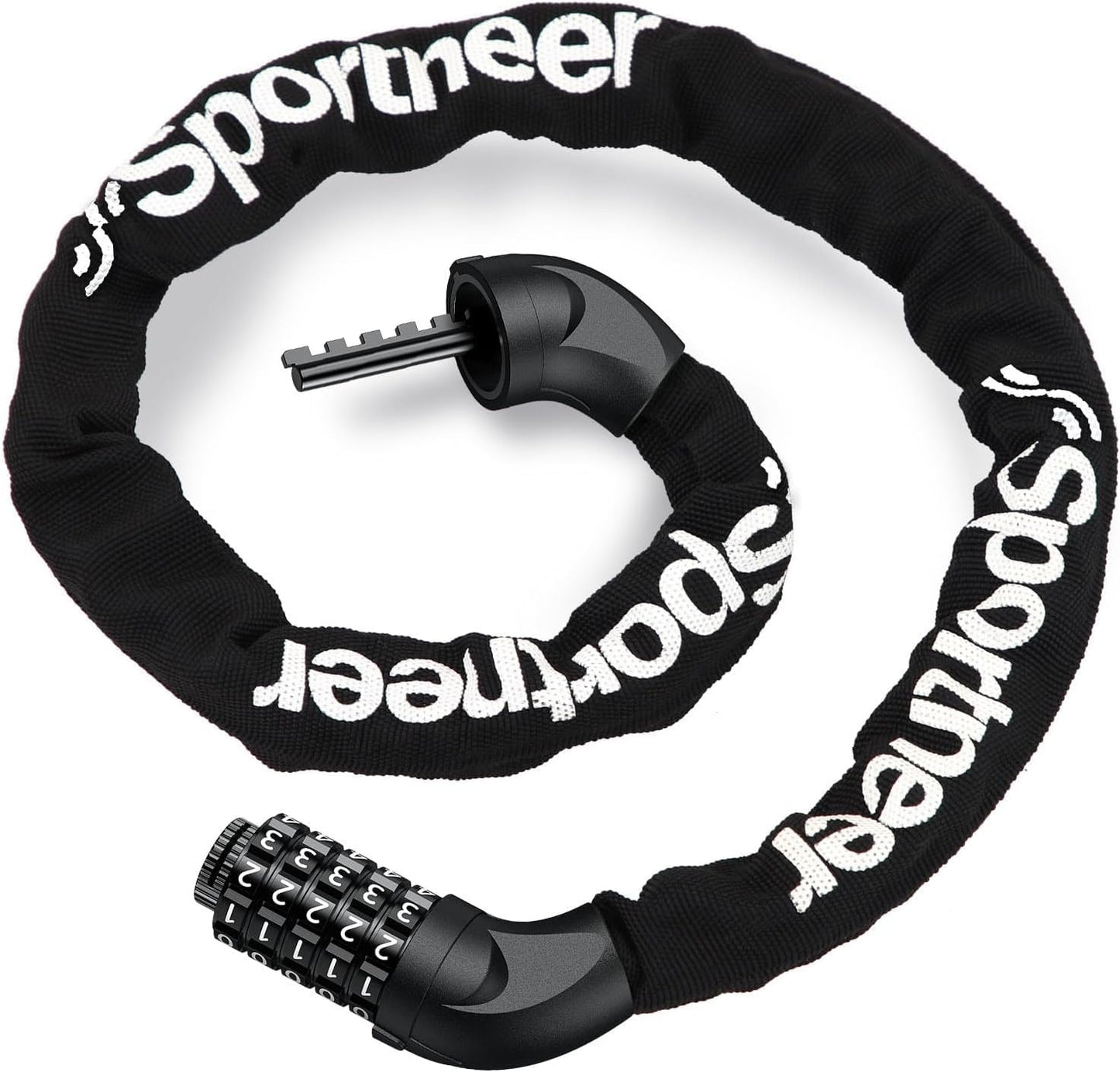 Sportneer Bike Locks Anti Theft- 5 Digit Combination Heavy Duty Keyless Bike Chain Lock Security Resettable Bicycle Lock for Bike, Scooter, Motorcycle, Door, Gate, Fence(4mm Thick Chain)