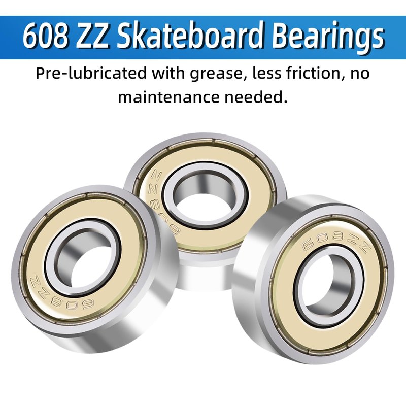 LEEGAWU 40 Pcs 608 ZZ Ball Bearings – Bearing Steel and Double Metal Sealed Miniature Deep Groove Ball Bearings (8mm x 22mm x 7mm)