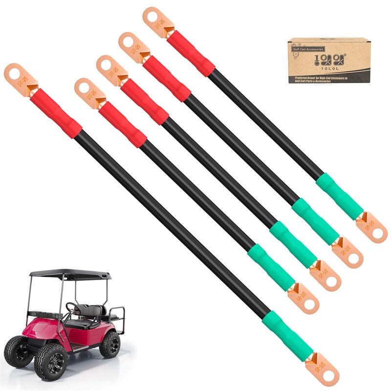 10L0L 4 AWG Golf Cart Battery Cable Kit for EZGO TXT/Medalist 1994-Up, 36V/48V Battery Wiring Set, Pure Copper Cables with Tinned Ring Lugs, PVC Jacket, 5-Piece Replacement Kit